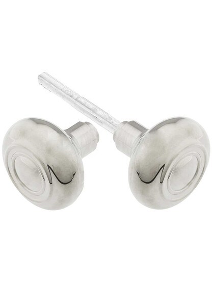 Pair of Solid Brass Deco Knobs in Polished Nickel.
